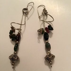 GEMSTONE & SILVER DROP EARRINGS